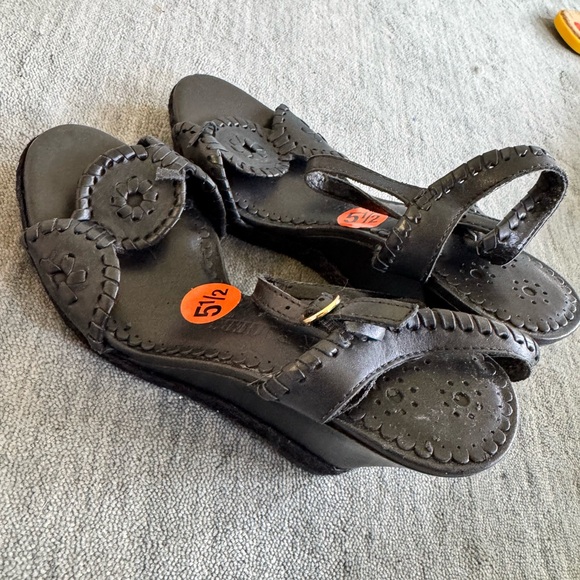 Jack Rogers Black Wedge Sandals - Picture 1 of 4